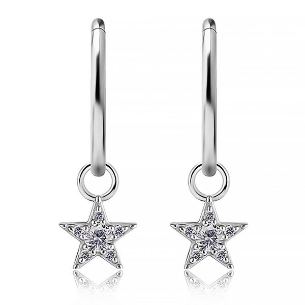 PENDANT WITH A STAR OF DIAMONDS FOR CIRCULAR PIERCINGS