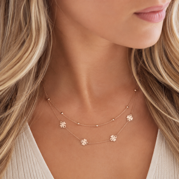 COLLIER TRÈFLES ET PERLES