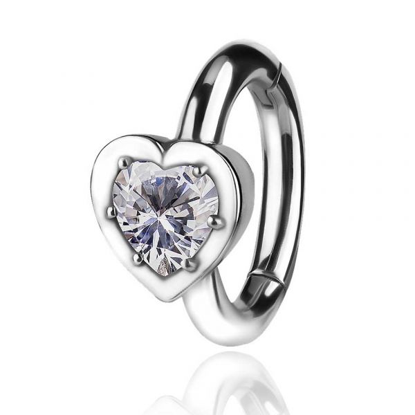 PIERCING NOMBRIL OVALE AVEC COEUR EN CRISTAL