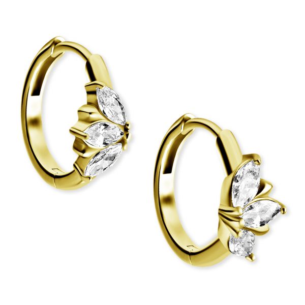 GOLD-PLATED EARRINGS WITH 3 CRYSTAL PETALS