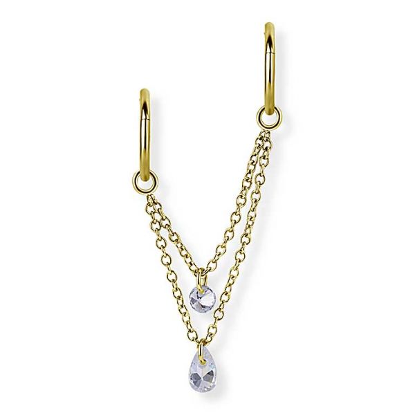 DOBLE CADENA Y CRISTALES PARA ARGOLLAS PIERCING