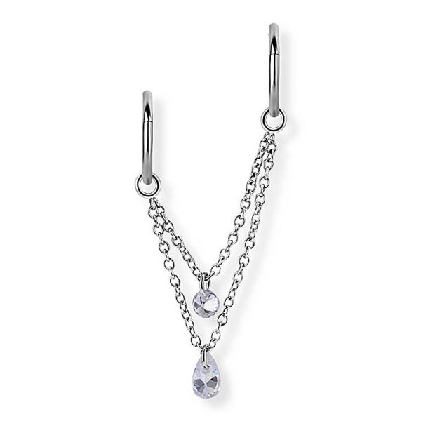 DOBLE CADENA CON CRISTALES PARA ARGOLLAS PIERCING