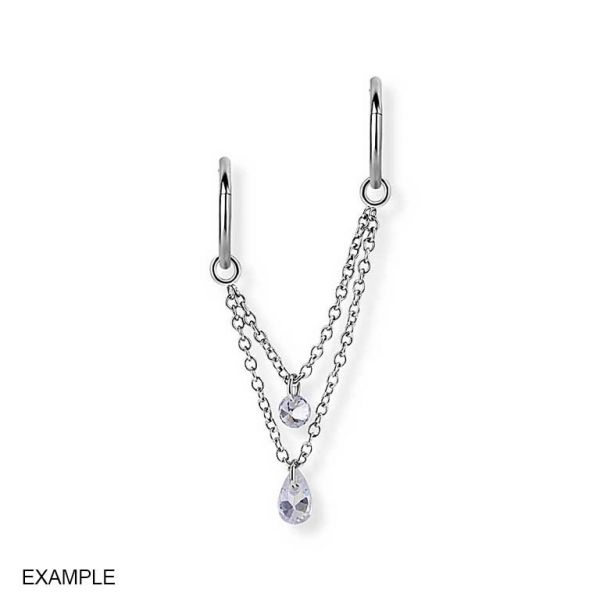 DOUBLE CHAÎNE ET CRISTAUX POUR ANNEAUX PIERCING