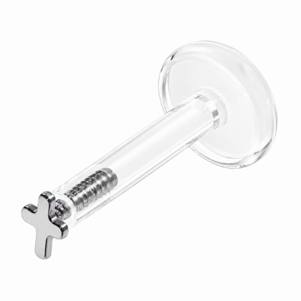 BIOPLAST LABRET WITH TITANIUM CROSS