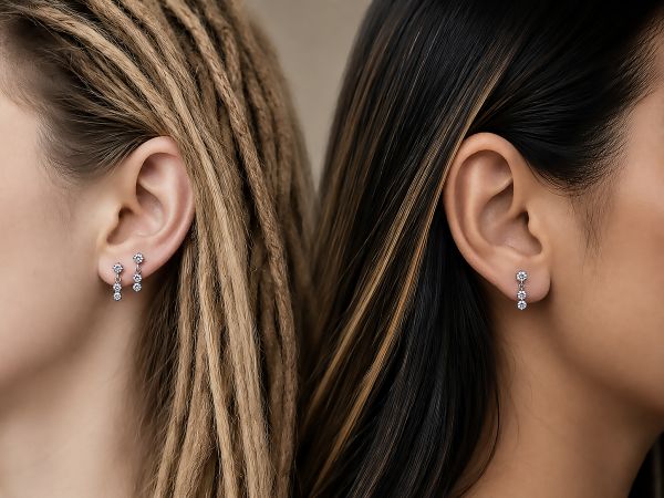 LABRET THREADLESS MIT ANHÄNGER MIT ZWEI KRISTALLEN