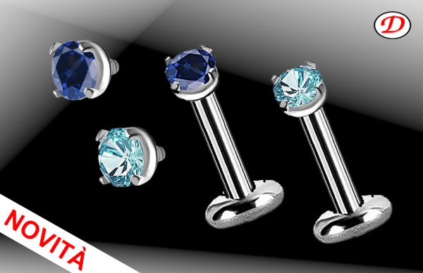 LABRET PIERCING WITH LAB GEMSTONE