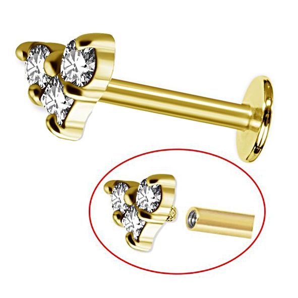 GOLDENES PIERCING MIT KRISTALLHERZ