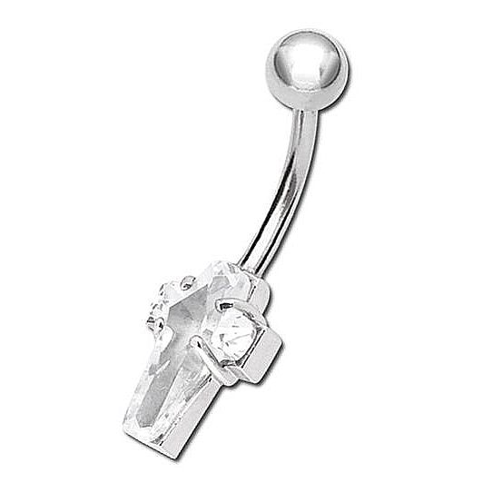 CROSS BELLY BUTTON PIERCING