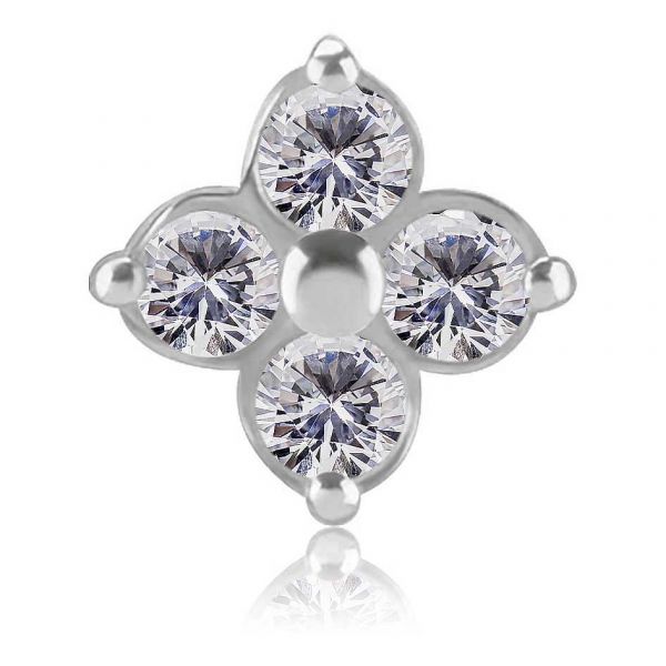 RECHANGE THREADLESS DE FLEUR AVEC PREMIUM CUBIC ZIRCONIA