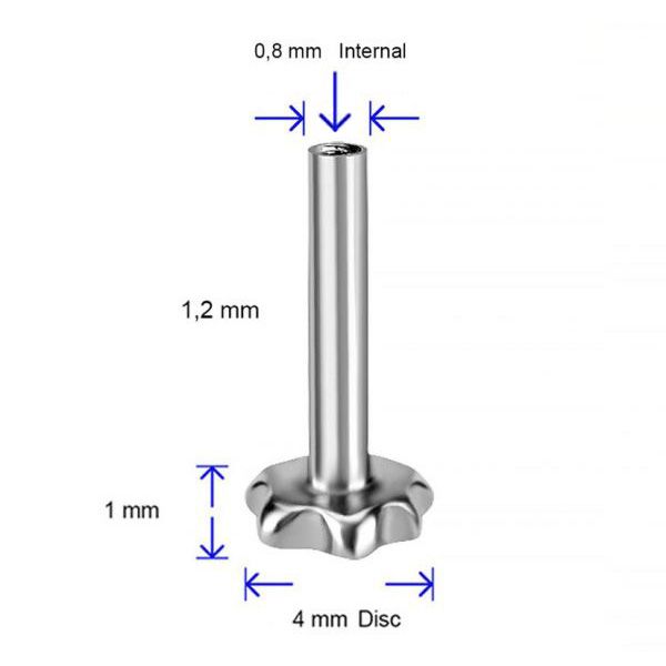 LABRET FILETTO INTERNO CON BASE A FORMA DI FIORE