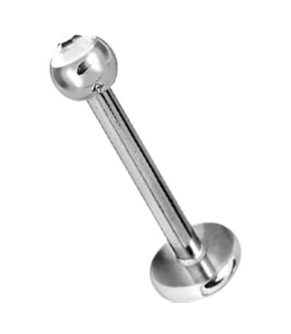 INTERNALLY THREADED LIP PIERCING WITH CRYSTAL