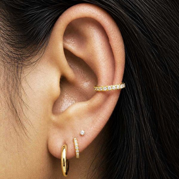 VERGOLDETER CLICKER-OHRRING FÜR CONCH MIT ZIRKONIA
