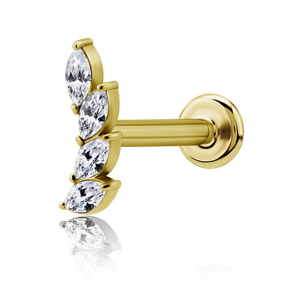 Piercing labret with crystal petals