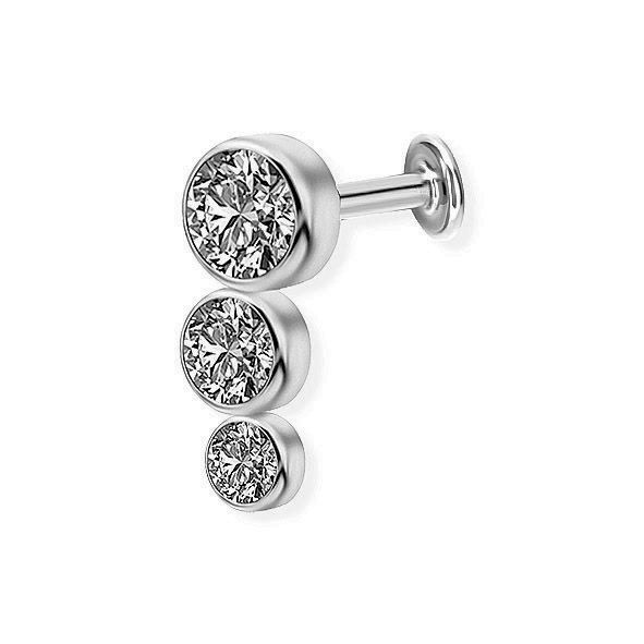 LABRET CON TRE CRISTALLI PER PIERCING VISO E ORECCHIO