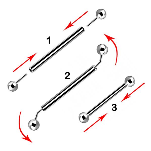 BARRA PIERCING THREADLESS CON DUE PALLINE