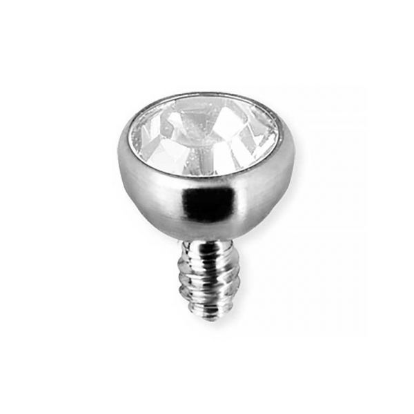Ball with crystal for microdermal piercing