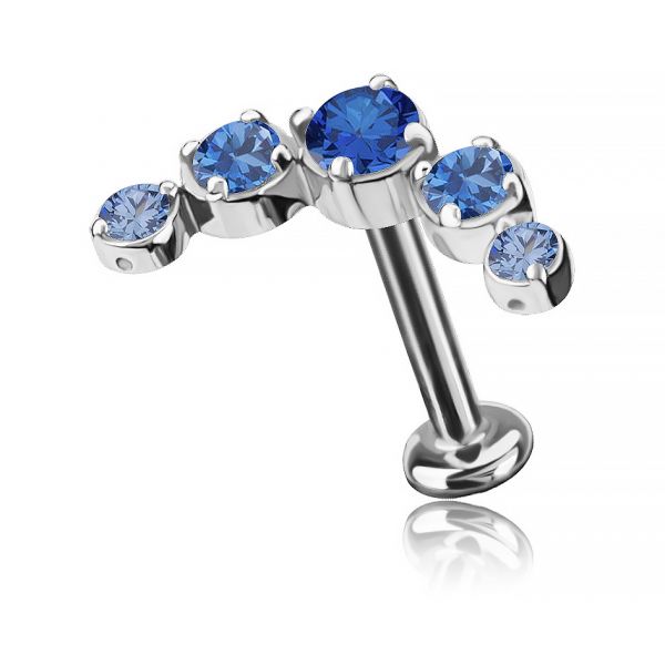 LABRET CON ARCO DE CRISTALES AZULES