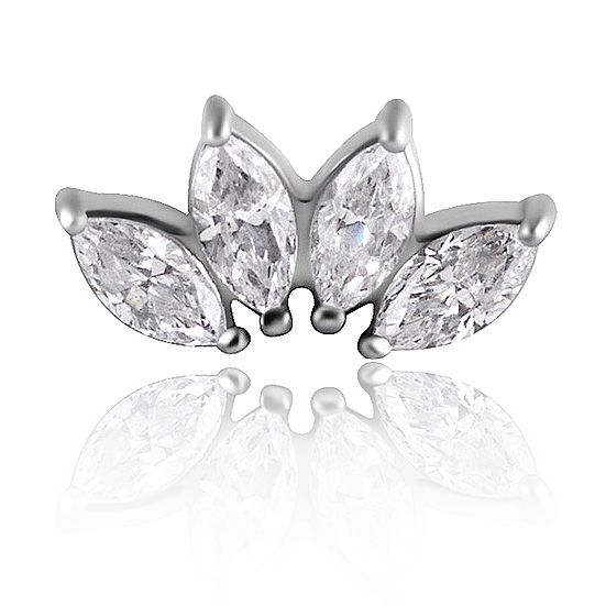 PIERCING DI RICAMBIO CON QUATTRO FOGLIE DI CRISTALLI TAGLIO MARQUISE 