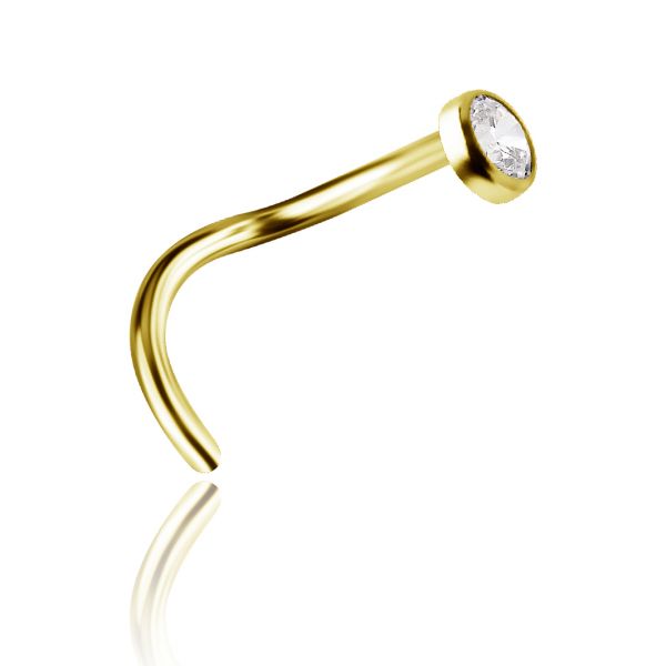 Piercing dorado con zirconia blanca para nariz 