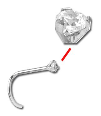 Steel nose piercing with crystal