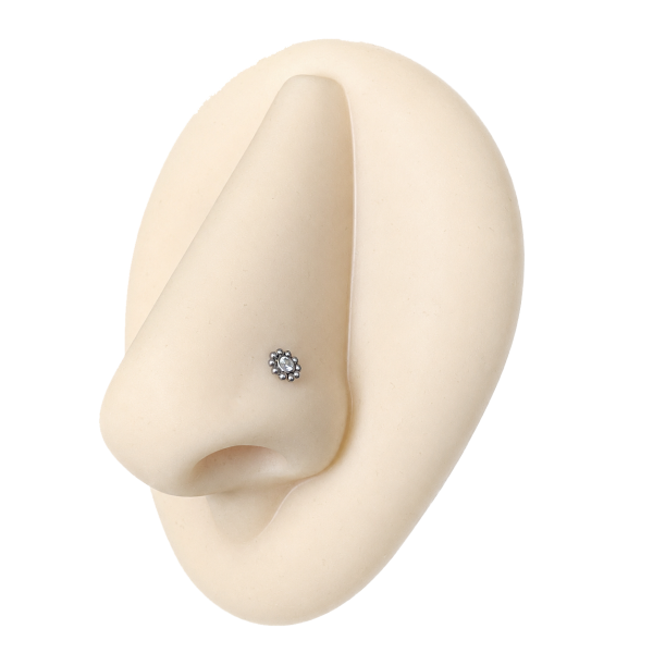 NOSE PIERCING WITH BALLS AND PREMIUM ZIRCONIA