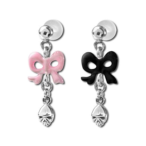 Steel earrings with ribbon