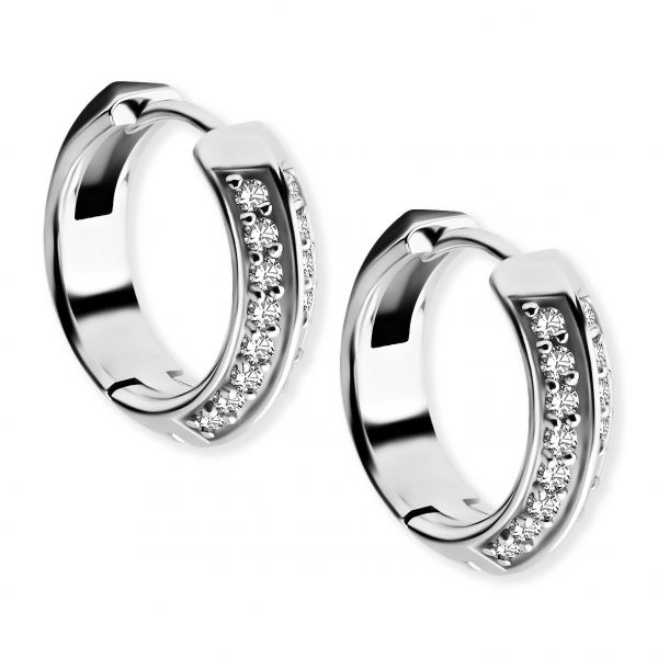 Clicker earhoops with two Cubic Zirconia rows