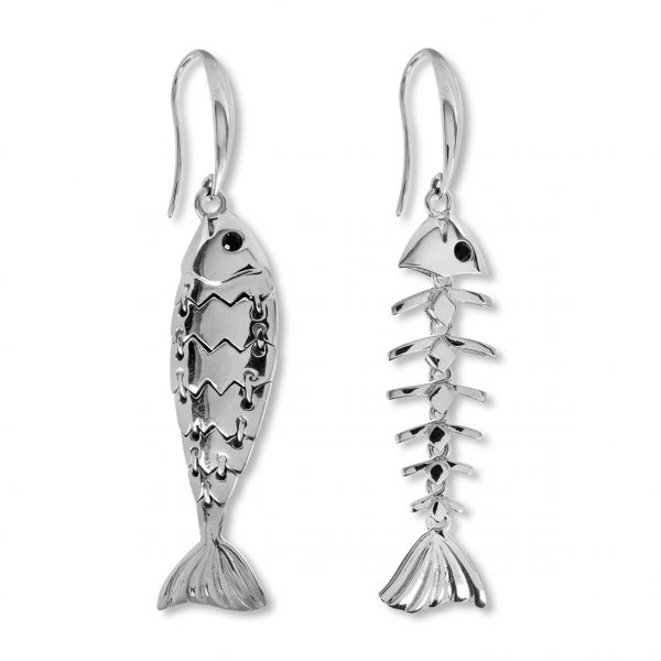 Steel fish earrings
