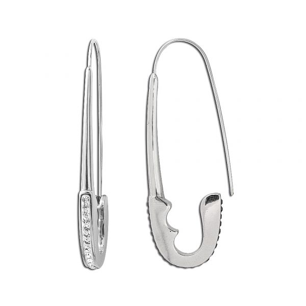 Jeweled safety pin earrings