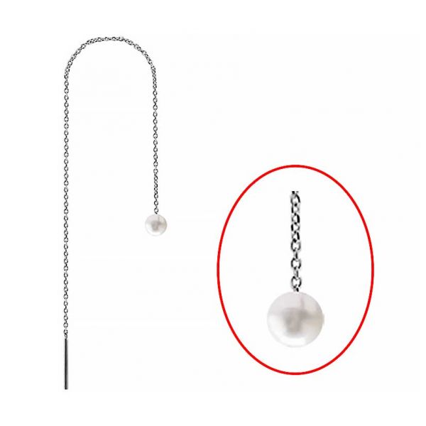 Orecchino con catena e sfera di perla