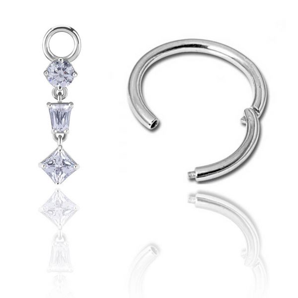 ORECCHINO E CHARM CON CRISTALLI PENDENTI