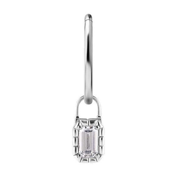 EARRING WITH EMERALD CUT PREMIUM CUBIC ZIRCONIA CHARM