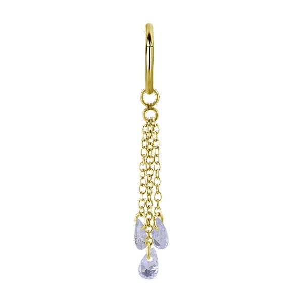 PENDIENTE DORADO Y CHARM CON CADENAS Y CRISTALES DE ZIRCONIAS