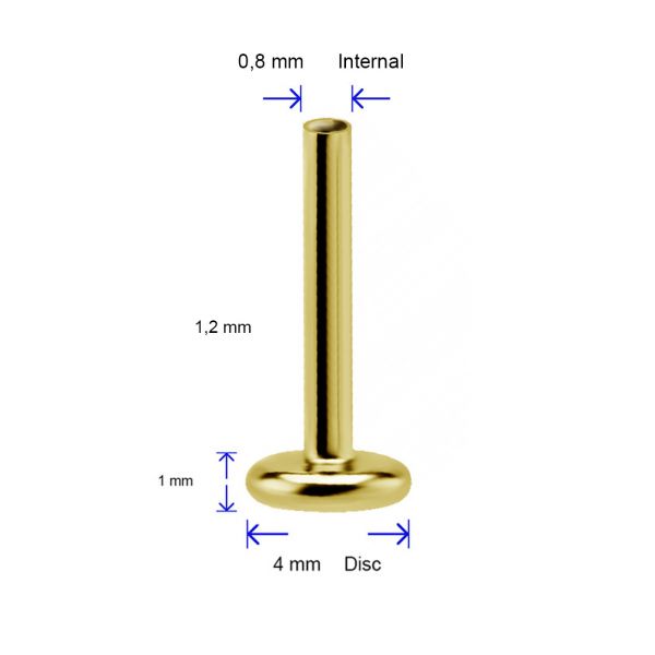 LABRET IN ORO MASSICCIO CON FILETTO INTERNO