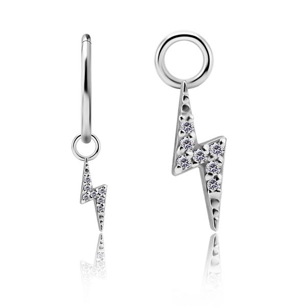 PENDENTE CON FULMINE DI CRISTALLI PER PIERCING A CERCHIO
