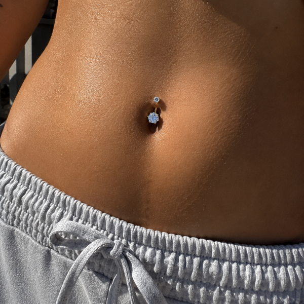 PIERCING PER L'OMBELICO IN ORO MASSICCIO CON CRISTALLI