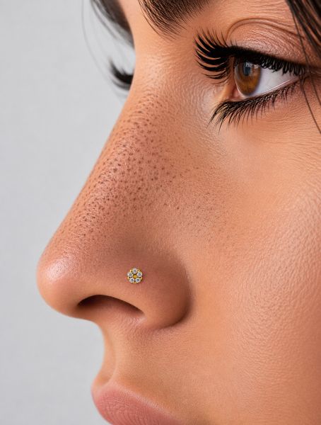 ORECCHINO PREMIUM PER IL NASO IN ORO MASSICCIO CON FIORE