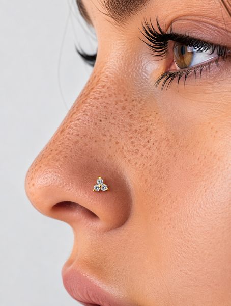 SOLID GOLD TRINITY NOSE JEWELRY