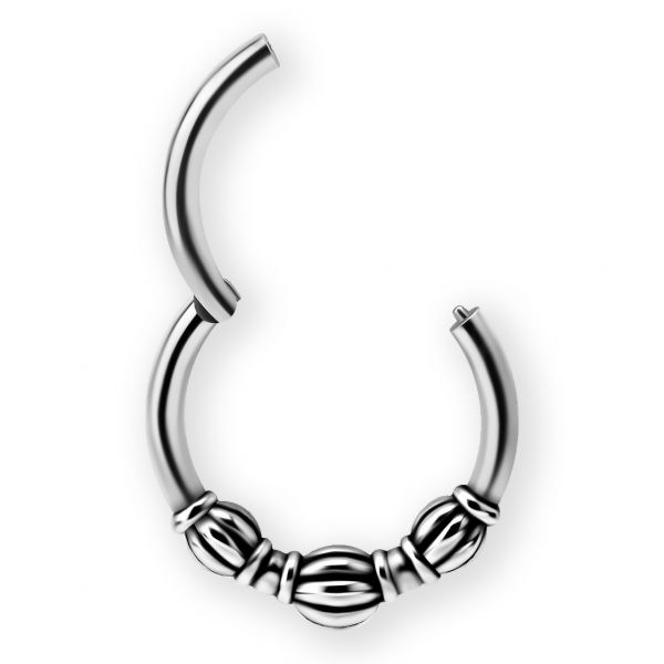 Piercing clicker con 3 palline in stile etnico