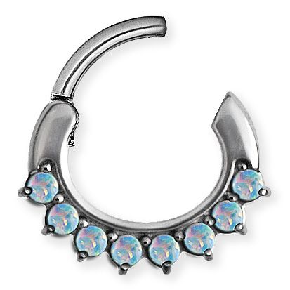 Piercing clicker for septum with opals