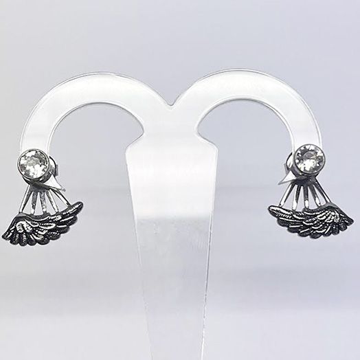 EARRINGS WITH CRYSTAL AND WING