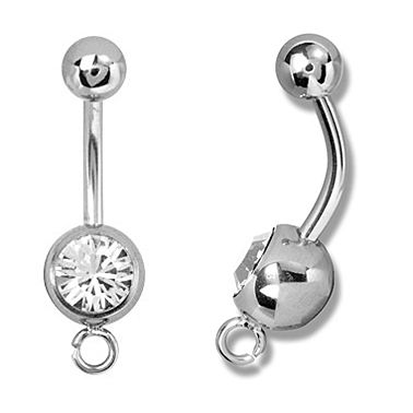 PIERCING OMBELICO CON ANELLO E CRISTALLO PREMIUM