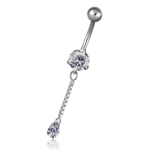 Belly button piercing with Venetian chain