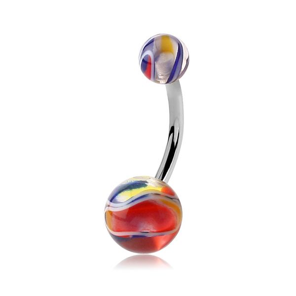 Piercing banana con sfere colorate