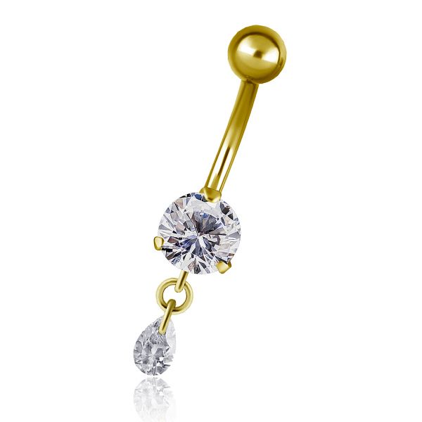 Piercing per ombelico con goccia in cristallo
