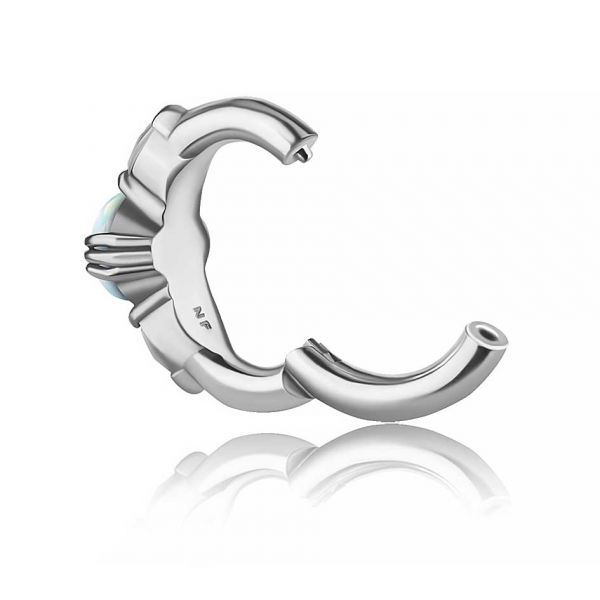 GIOIELLO OVALE PER OMBELICO CON OPALE E ZIRCONIA