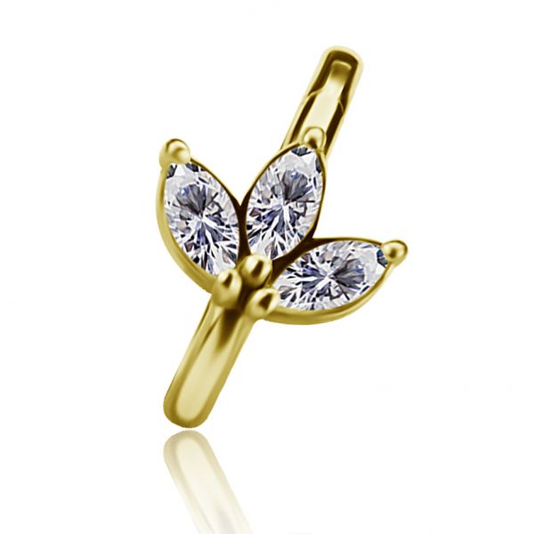 PIERCING DE NEZ EN OR AVEC PÉTALES DE CRISTAUX