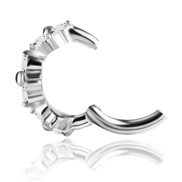 PIERCING NOMBRIL OVALE AVEC FLEURS EN CRISTAL