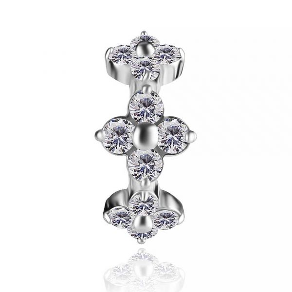 PIERCING NOMBRIL OVALE AVEC FLEURS EN CRISTAL