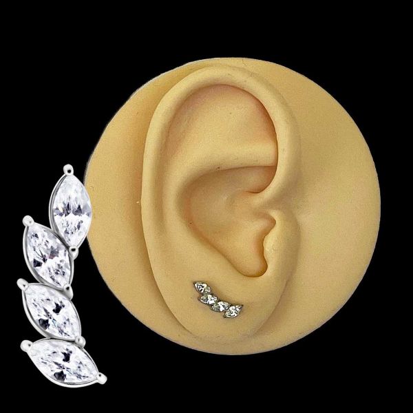 HELIX-PIERCING-SCHMUCK MIT VIER JUWELENBLÜTENBLÄTTERN
